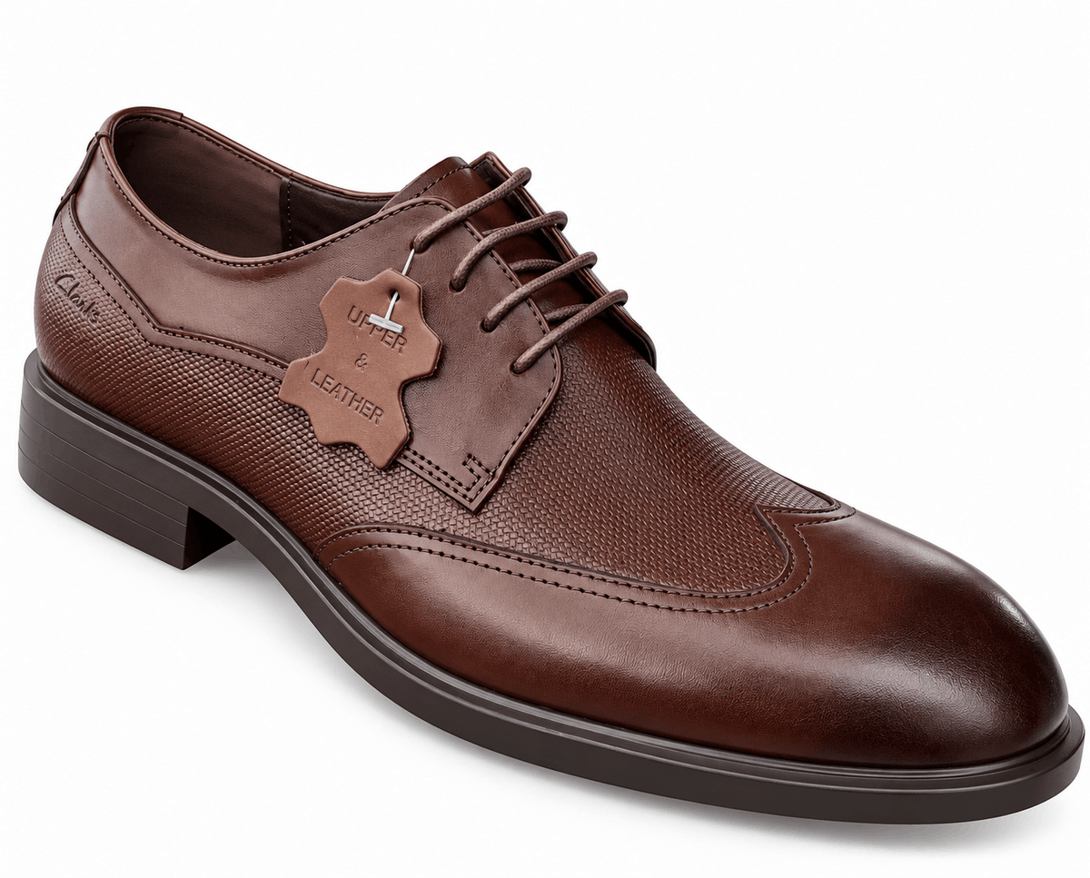 Executive Clarks Textured Leather Oxfords