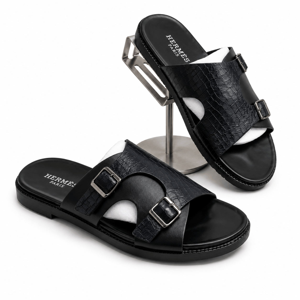 Hermès Croc Luxe Slides