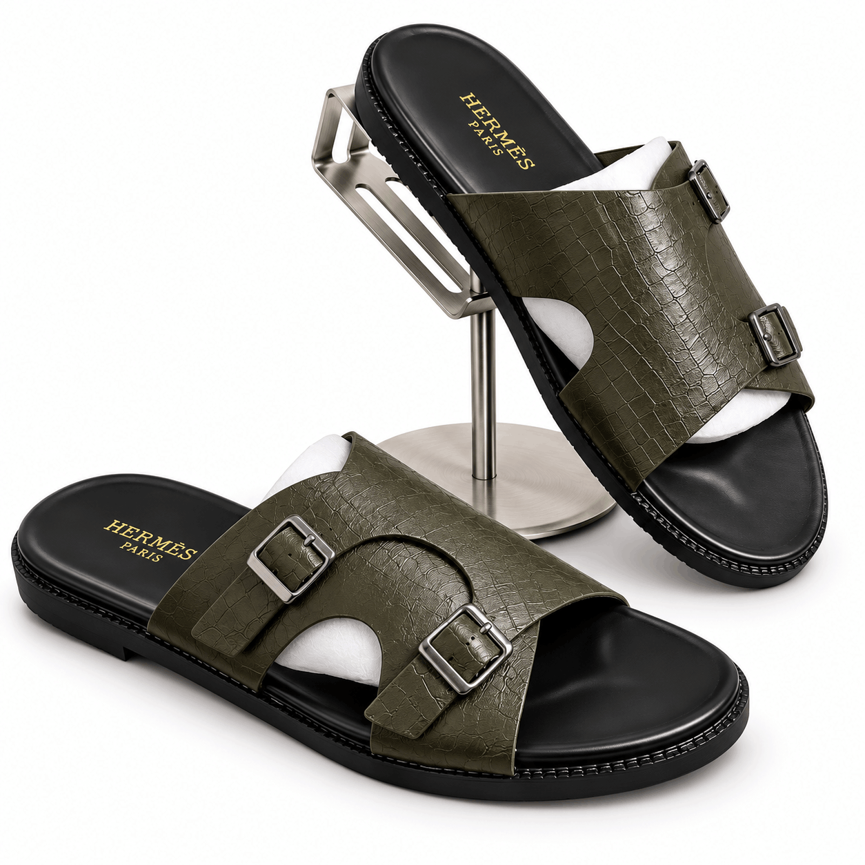 Hermès Croc Luxe Slides