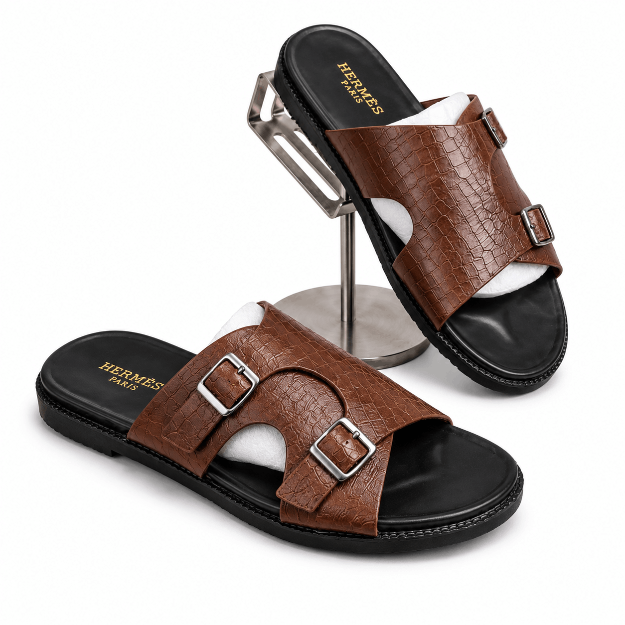 Hermès Croc Luxe Slides