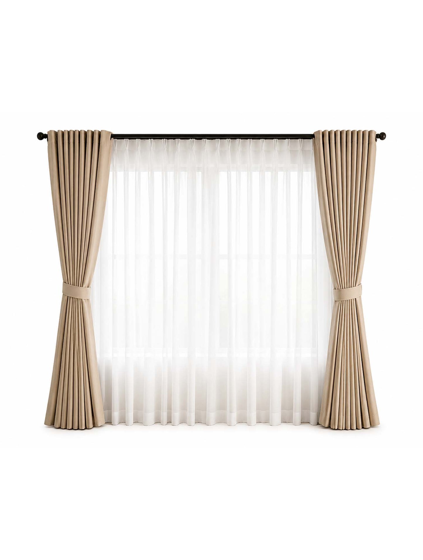IVORY LUXE DOUBLE-LAYER CURTAINS (SHEER+ BLACK OUT| HOTEL STYLE FINISH)