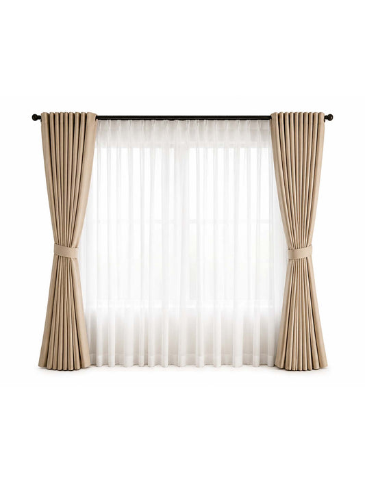 IVORY LUXE DOUBLE-LAYER CURTAINS (SHEER+ BLACK OUT| HOTEL STYLE FINISH)
